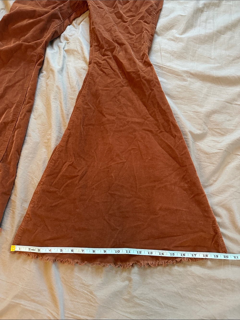 Free People Brown Orange Float On Corduroy Flare Pants - Picture 3 of 13